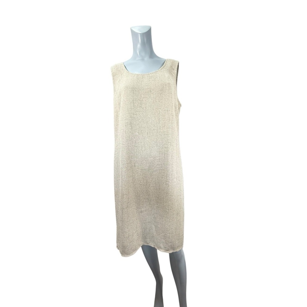 Women's 14 Vtg‎ Dressbarn Sleeveless Beige Knee Length Dress Modest Career